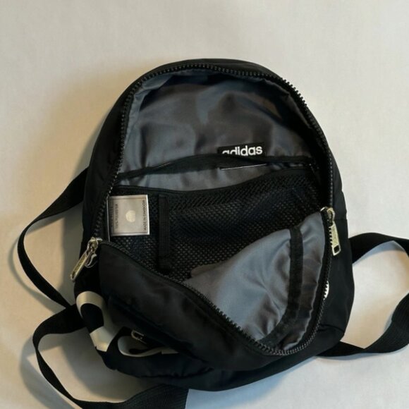 Adidas Linear Mini Backpack Black White Gold Small Travel Bag - Picture 3 of 6
